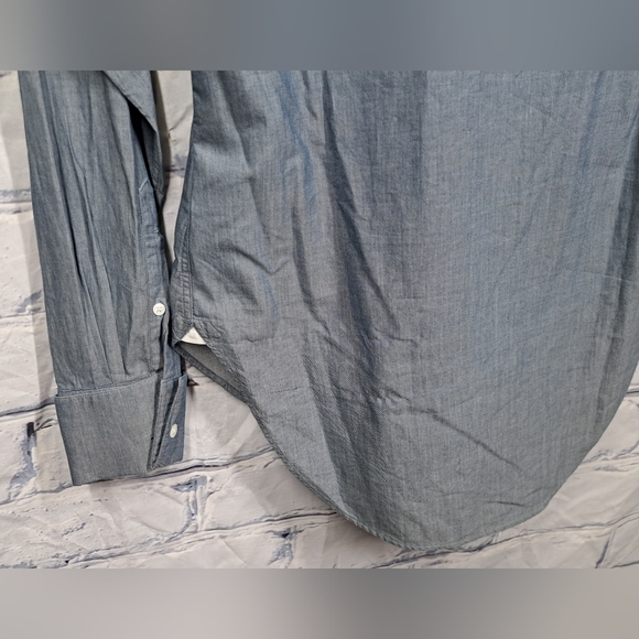 NWT Burberry Men's Benfleet Denim Blue Chambray Shirt Button Down Shirt sz XXS - Picture 14 of 16